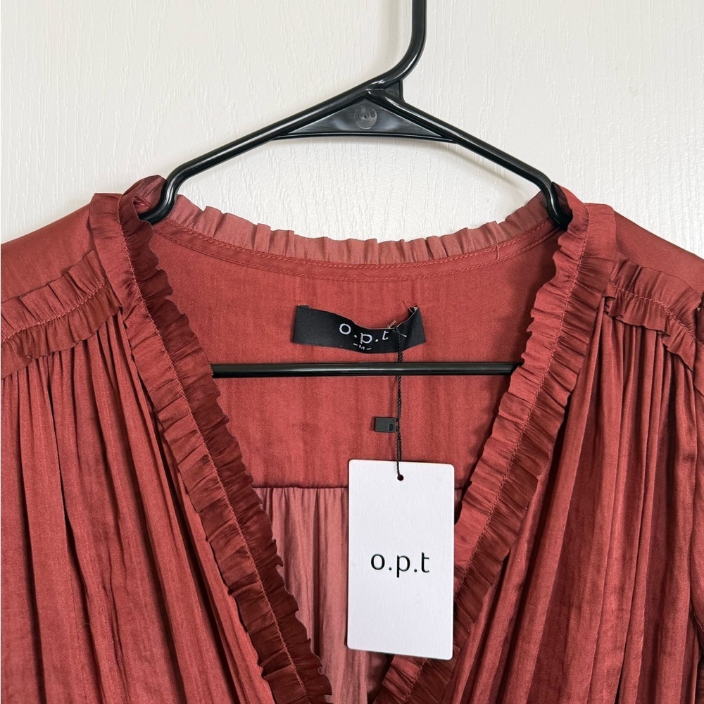 O.P.T. NEW Tianna Ruffle Mini Dress Rust - Picture 4 of 6